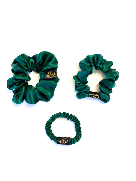 Emerald silk scrunchie