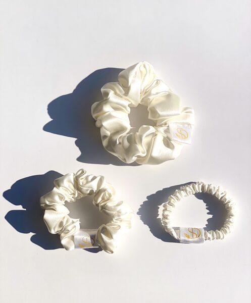 Ivory silk scrunchie